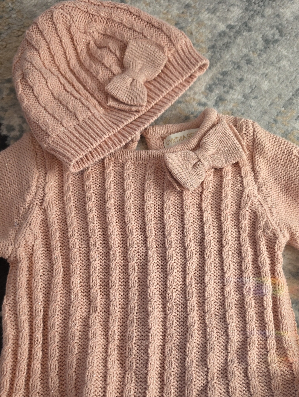 Cynthia Rowley Dusty Pink Knit Baby Dress Set